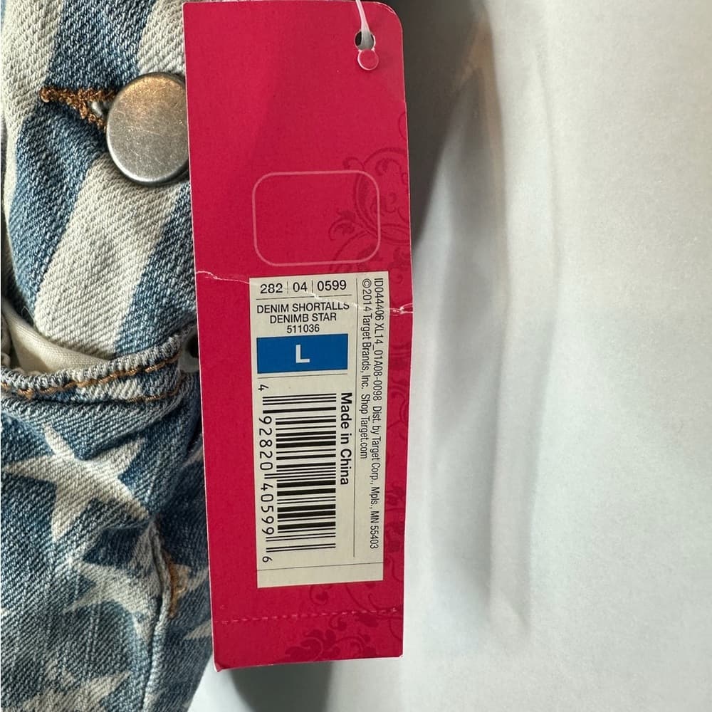NWT Xhilaration Stars & Stripes Denim Shortalls Fourth of July Vibe Size Large - Thumbnail 5
