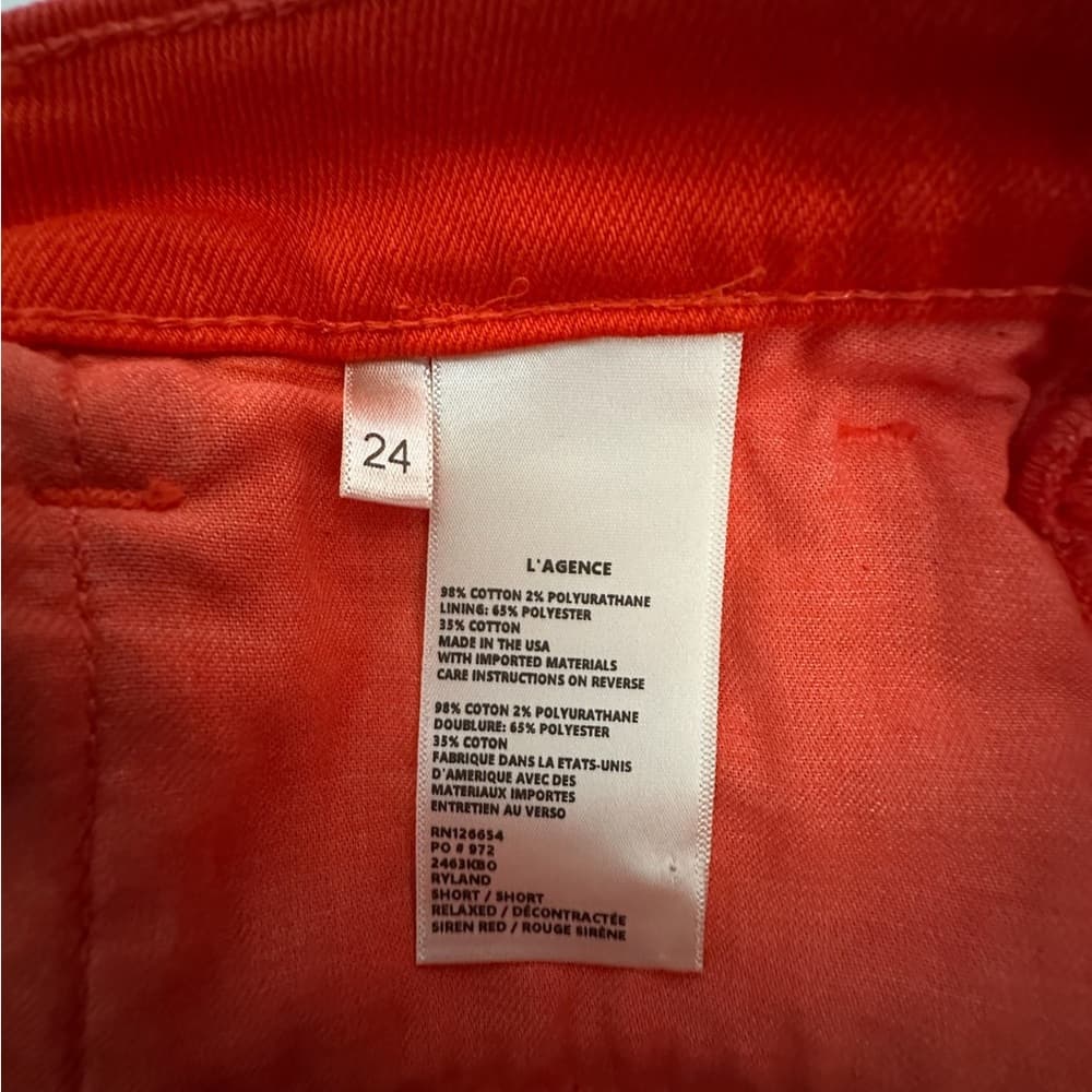 L’AGENCE Revolve Ryland Short in Red Frayed Hem Denim Shorts Bohemian Size 24 - Thumbnail 8