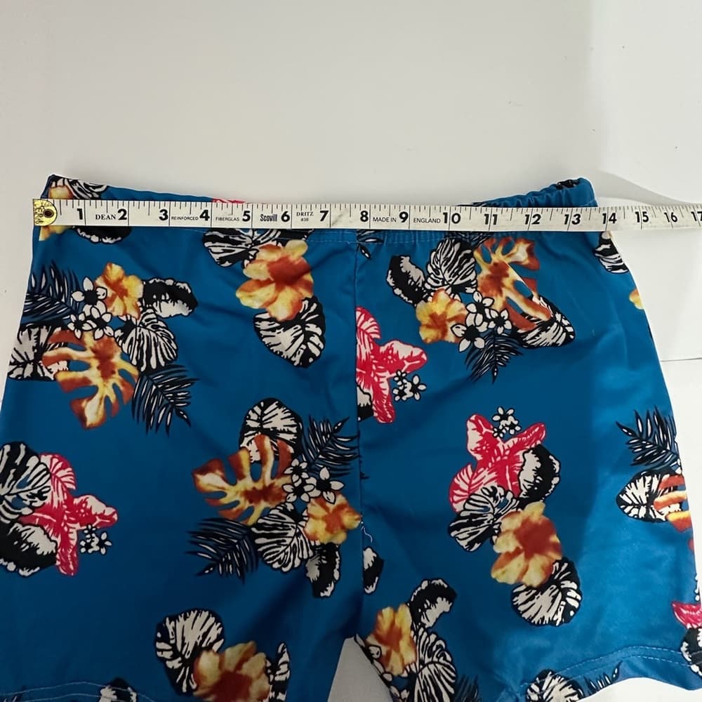 Blue Tropical Floral Print Two Piece Set Jacket & Shorts Lounge Travel Vacation - Thumbnail 12