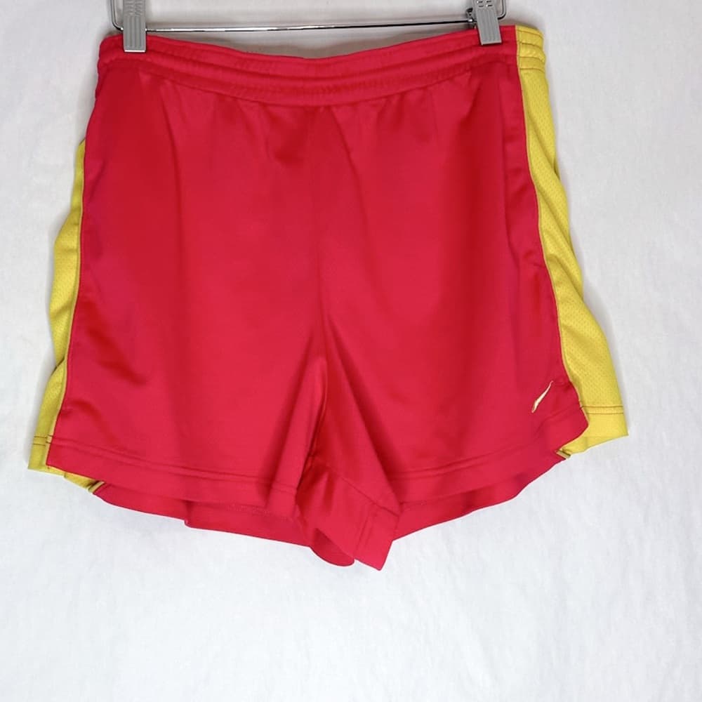 Nike Dri-Fit Neon Pink Yellow Running Shorts Womens Size Large Gym Track Sport - Thumbnail 4