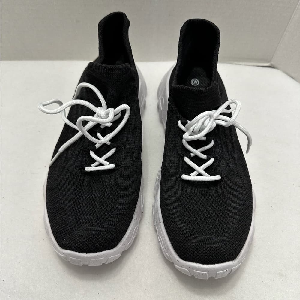 Black Mesh Breathable Casual Lightweight Sneakers w White Speckled Soles Size 9 - Thumbnail 12