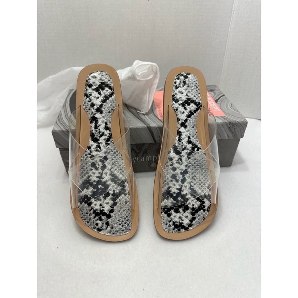 Jeffrey Campbell Cleah Strap Slides Snakeskin Footbed Sandals NIB Clear Size 8 - Thumbnail 5