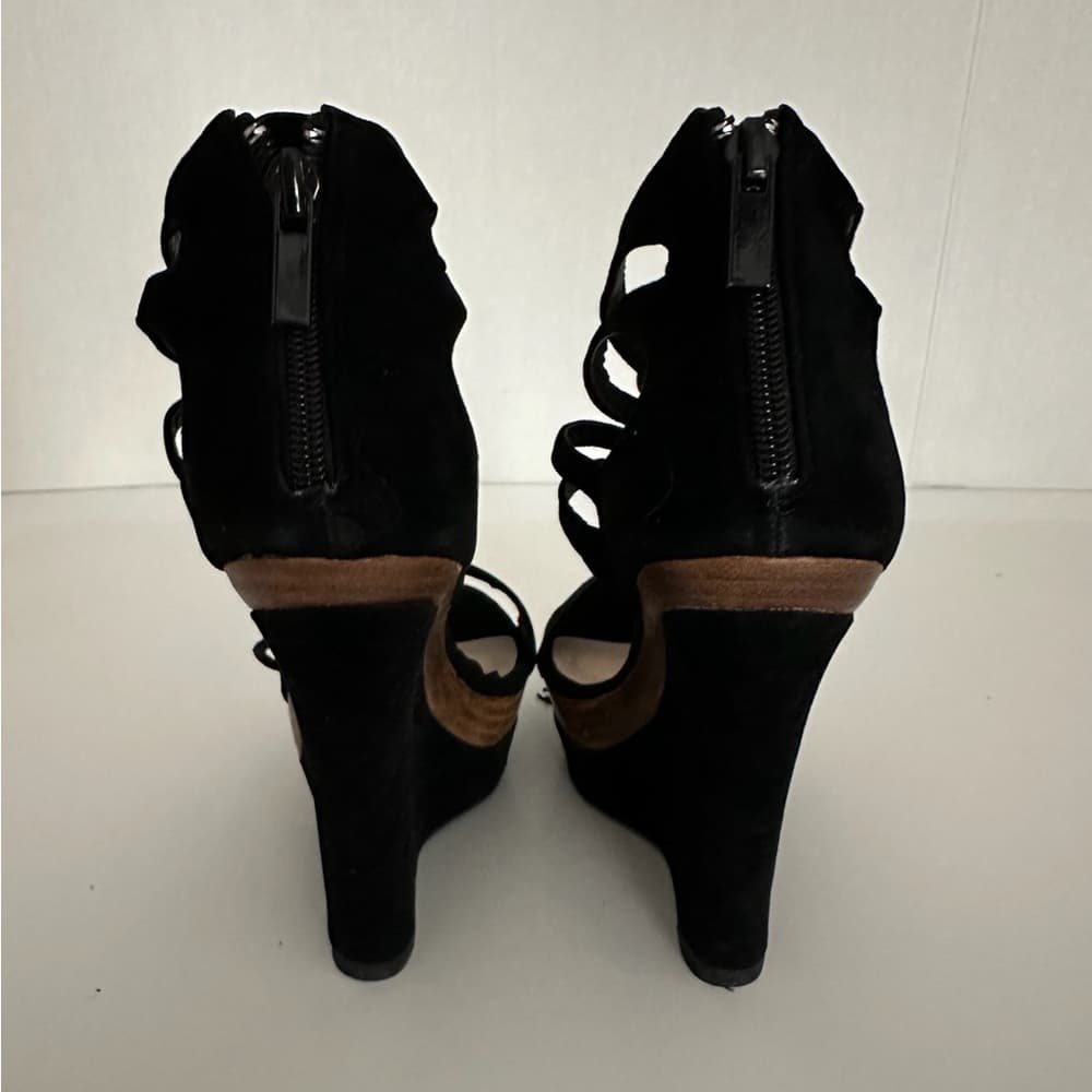JustFab “Shanghai” Black Cutout Tassel Wedge Sandals Y2K Size 8.5 - Thumbnail 7