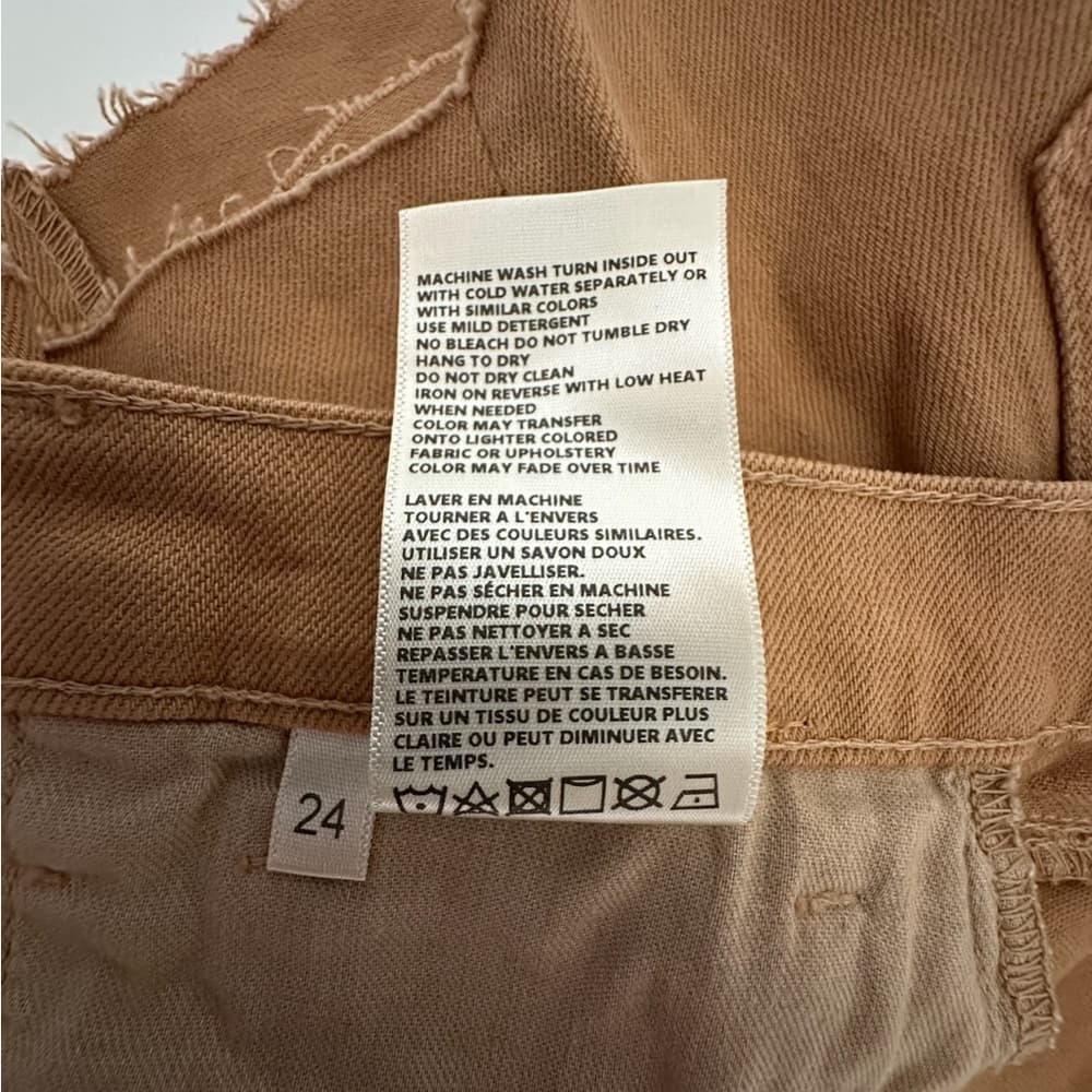L’AGENCE Dark Camel Audrey Mid-Rise Raw Hem Denim Shorts 24 Bohemian Festival - Thumbnail 7