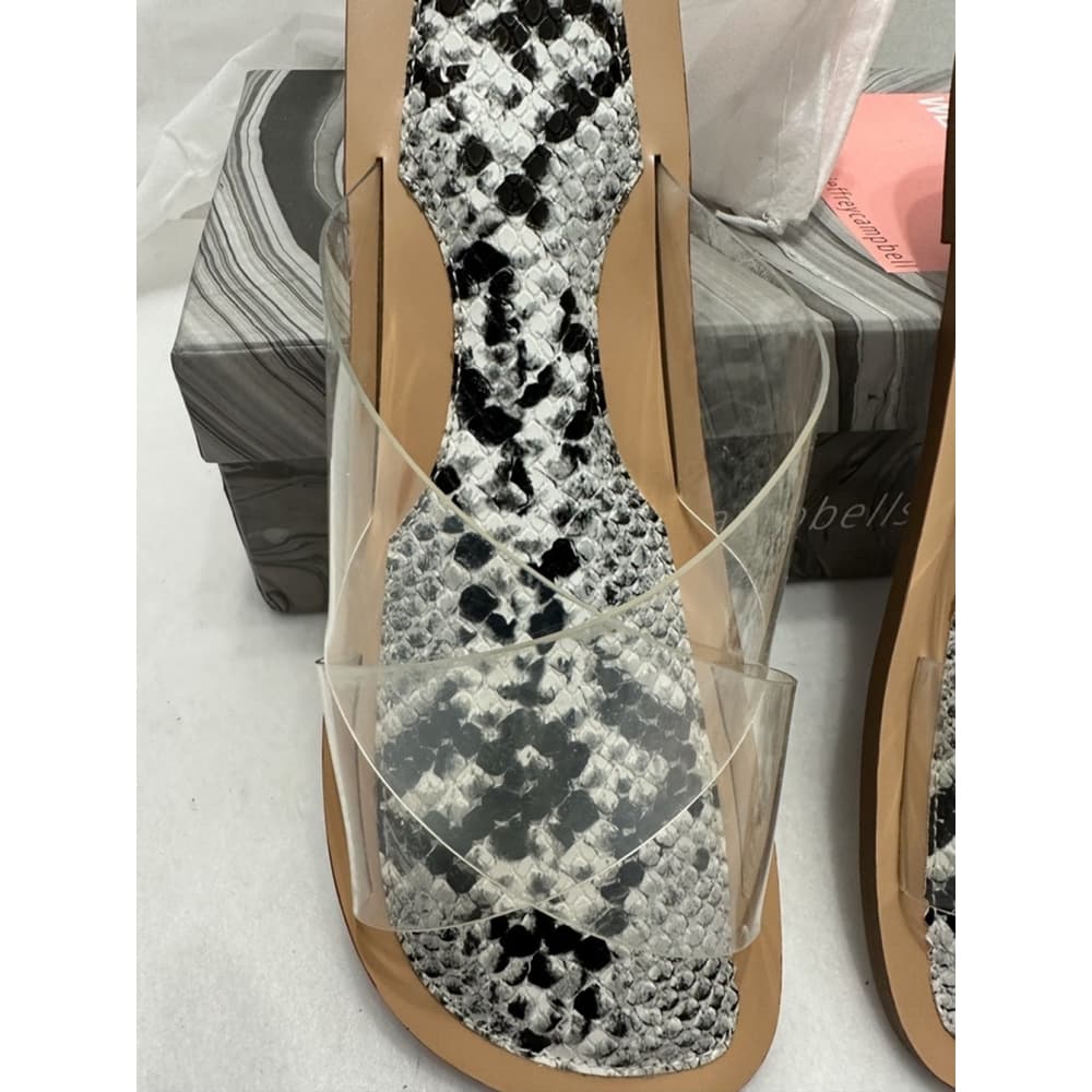 Jeffrey Campbell Cleah Strap Slides Snakeskin Footbed Sandals NIB Clear Size 8 - Thumbnail 2