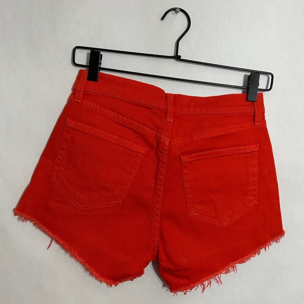 L’AGENCE Revolve Ryland Short in Red Frayed Hem Denim Shorts Bohemian Size 24 - Thumbnail 7