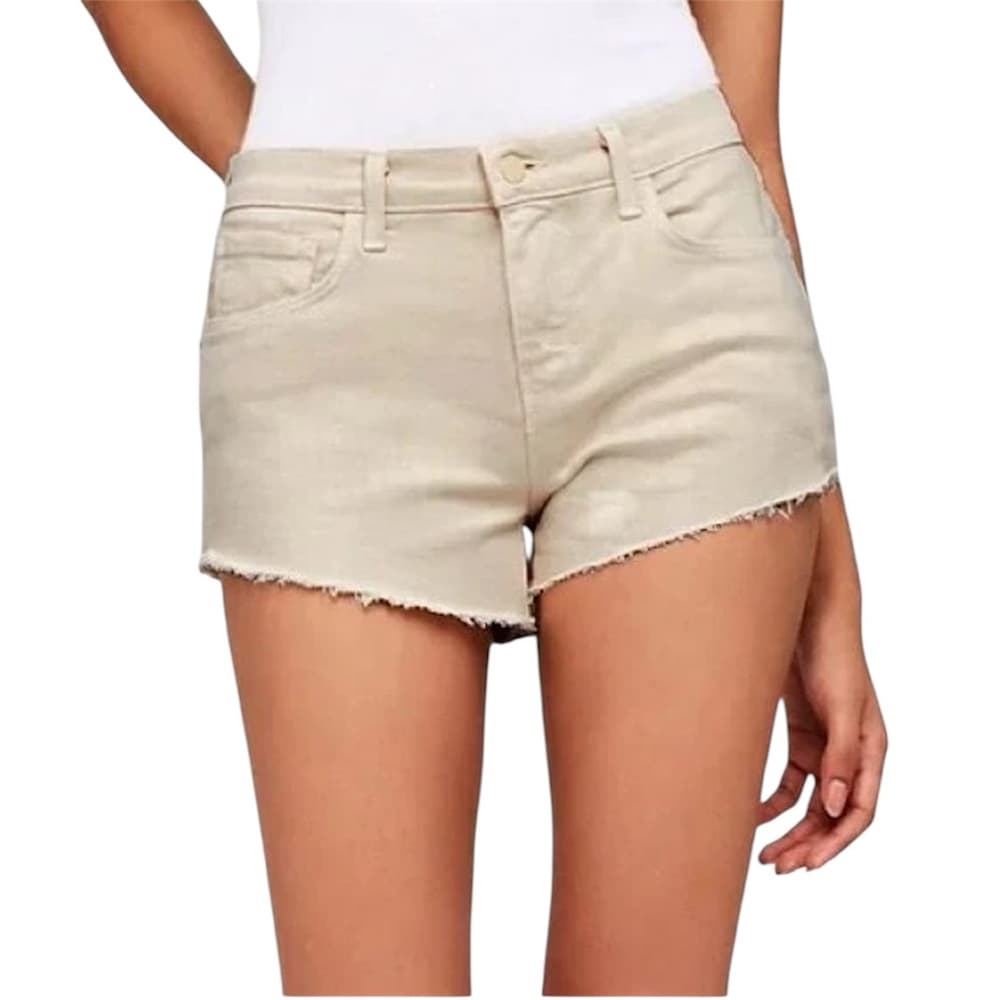 NWT L’AGENCE Audrey Mid-Rise Raw Hem Cut-Off Shorts Size 31 Biscuit Neutral - Thumbnail 12