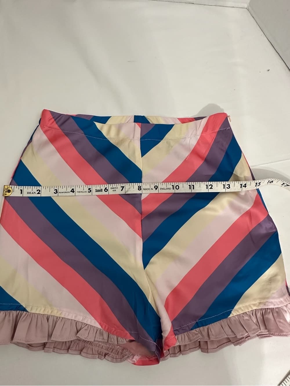 NWT Serpenti Chevron Stripe Ruffle Hem Micro Hot Shorts Pinup Style Retro XSmall - Thumbnail 10