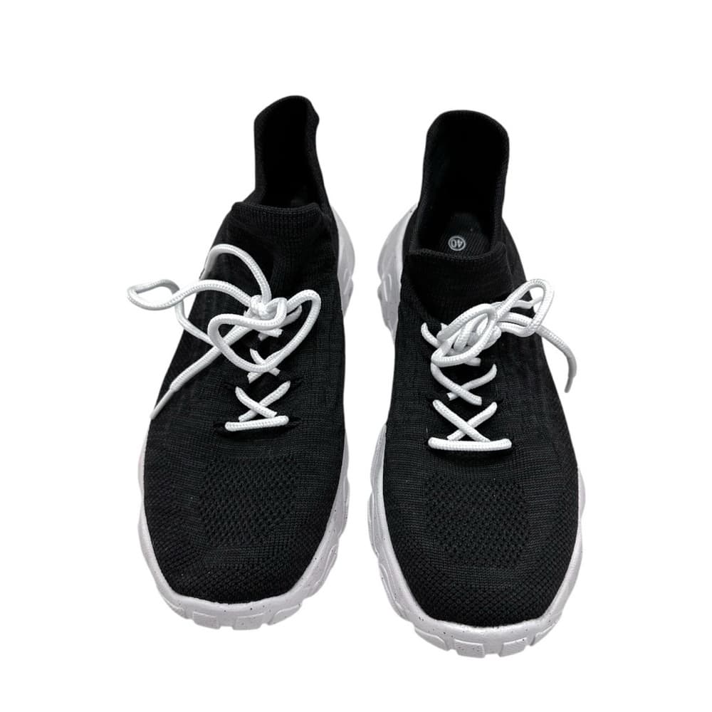 Black Mesh Breathable Casual Lightweight Sneakers w White Speckled Soles Size 9 - Thumbnail 2