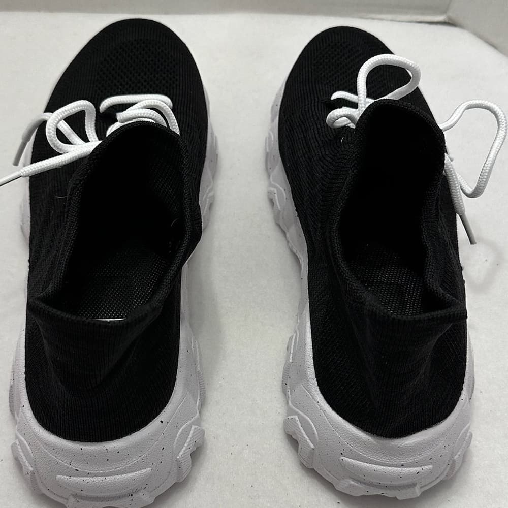 Black Mesh Breathable Casual Lightweight Sneakers w White Speckled Soles Size 9 - Thumbnail 11
