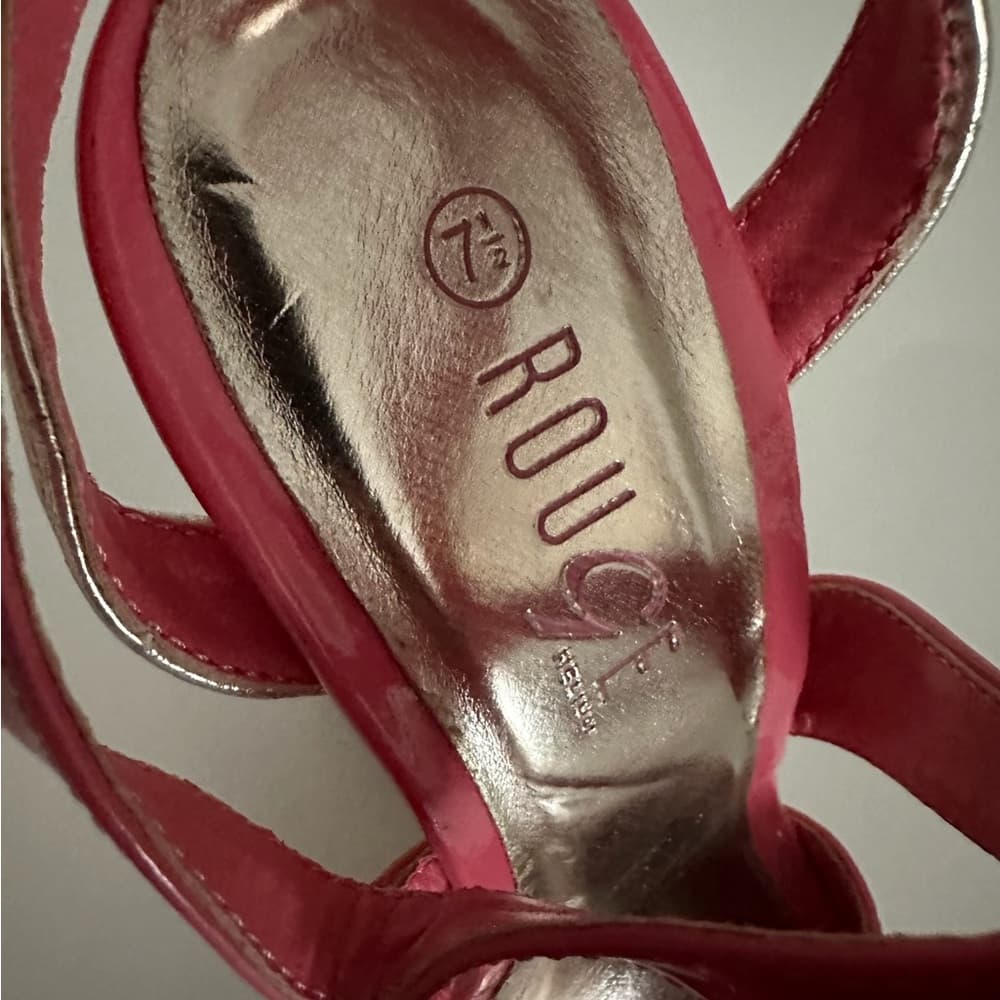 Rouge Patent Crisscross Wedge Platform Sandals Y2K Size 7.5 - Thumbnail 9