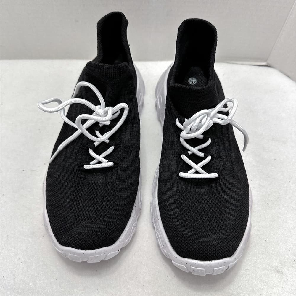 Black Mesh Breathable Casual Lightweight Sneakers w White Speckled Soles Size 9 - Thumbnail 6