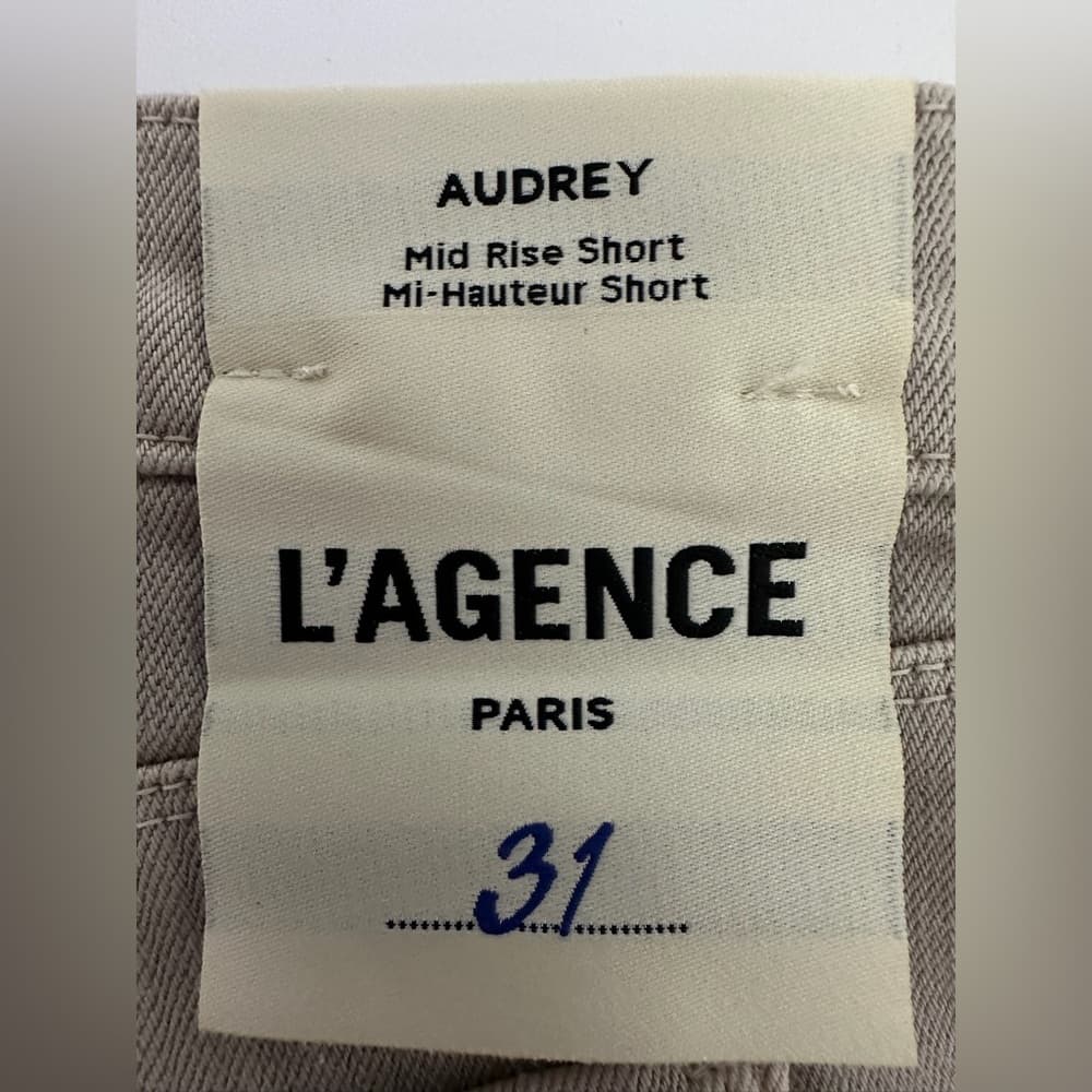 NWT L’AGENCE Audrey Mid-Rise Raw Hem Cut-Off Shorts Size 31 Biscuit Neutral - Thumbnail 6