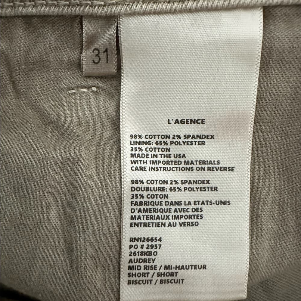 NWT L’AGENCE Audrey Mid-Rise Raw Hem Cut-Off Shorts Size 31 Biscuit Neutral - Thumbnail 4