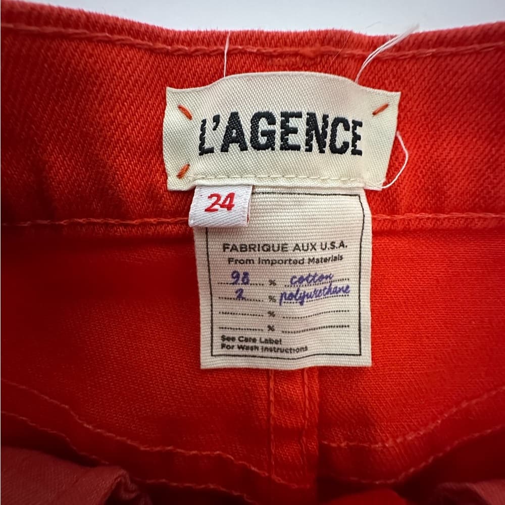L’AGENCE Revolve Ryland Short in Red Frayed Hem Denim Shorts Bohemian Size 24 - Thumbnail 9