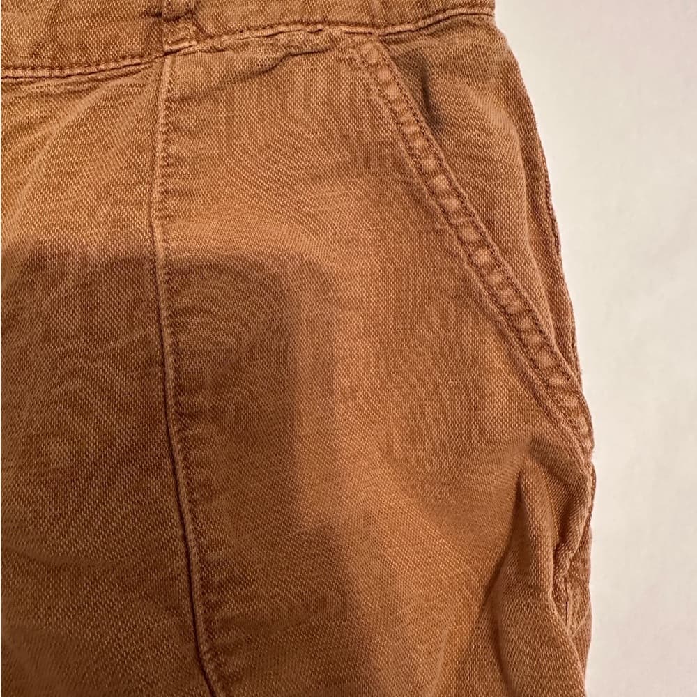 Joie High Rise Linen Blend Double Button Shorts Washed Carmel Brown Size 4 - Thumbnail 9