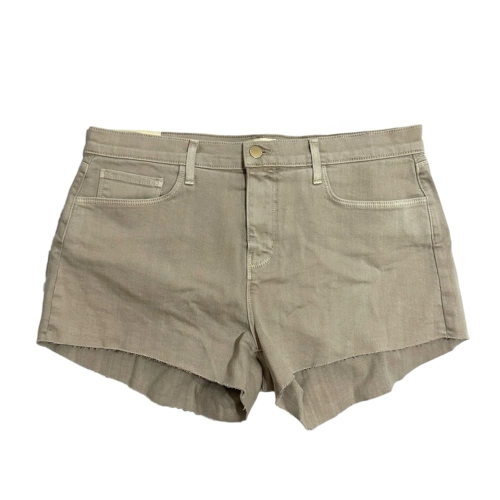 NWT L’AGENCE Audrey Mid-Rise Raw Hem Cut-Off Shorts Size 31 Biscuit Neutral - Thumbnail 3