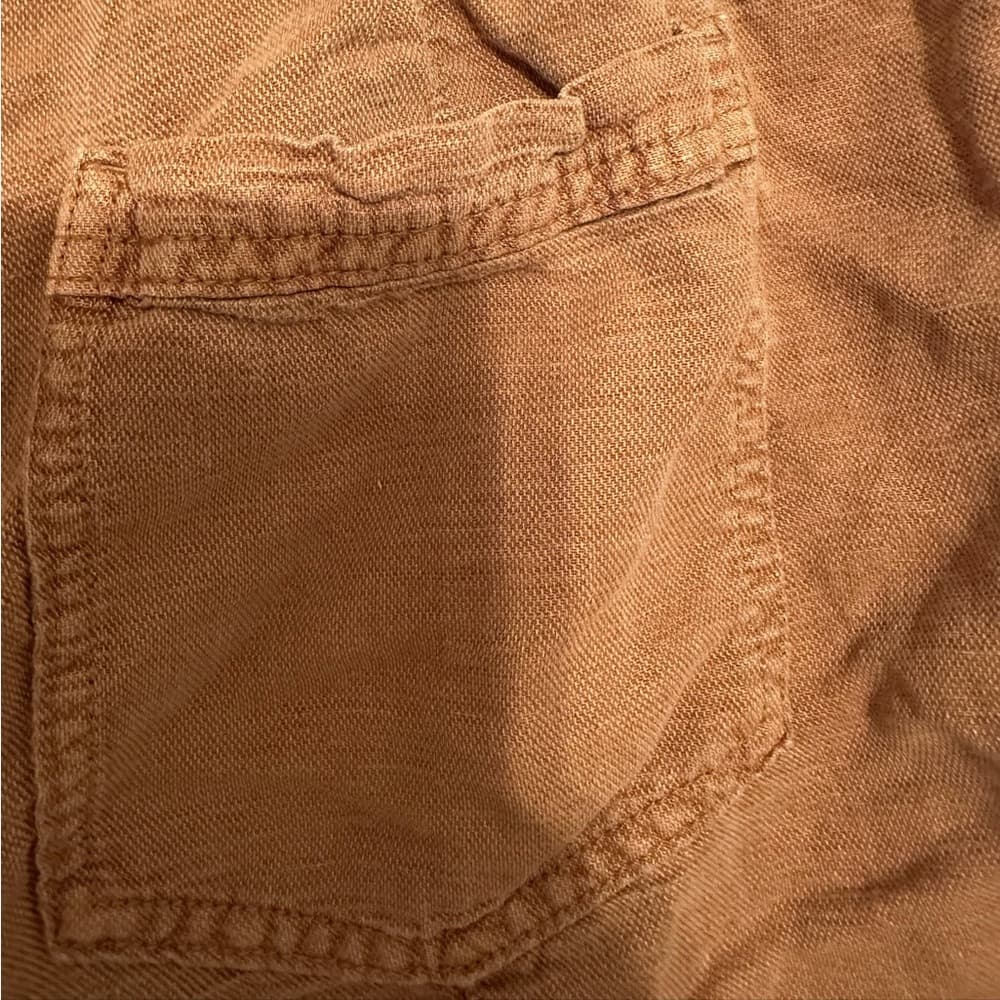 Joie High Rise Linen Blend Double Button Shorts Washed Carmel Brown Size 4 - Thumbnail 5