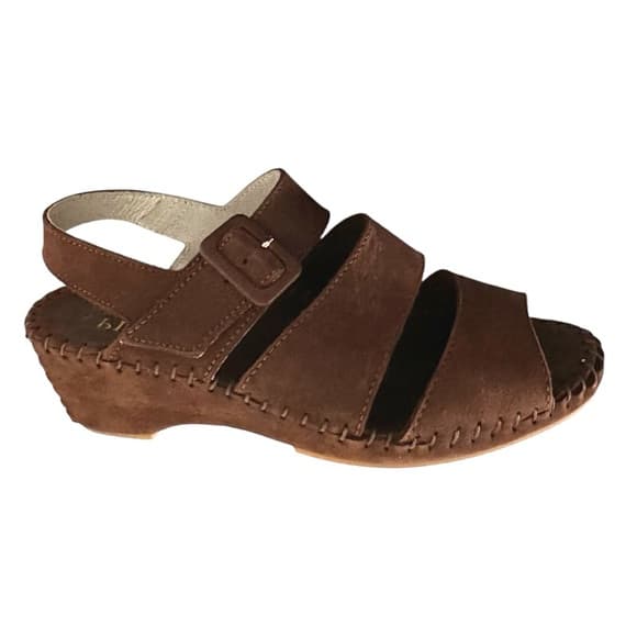 NEW Le Plume Italy Brown Leather Strap Open Toe Wedge Sandals IT 37 (US 6.5-7) - Thumbnail 10