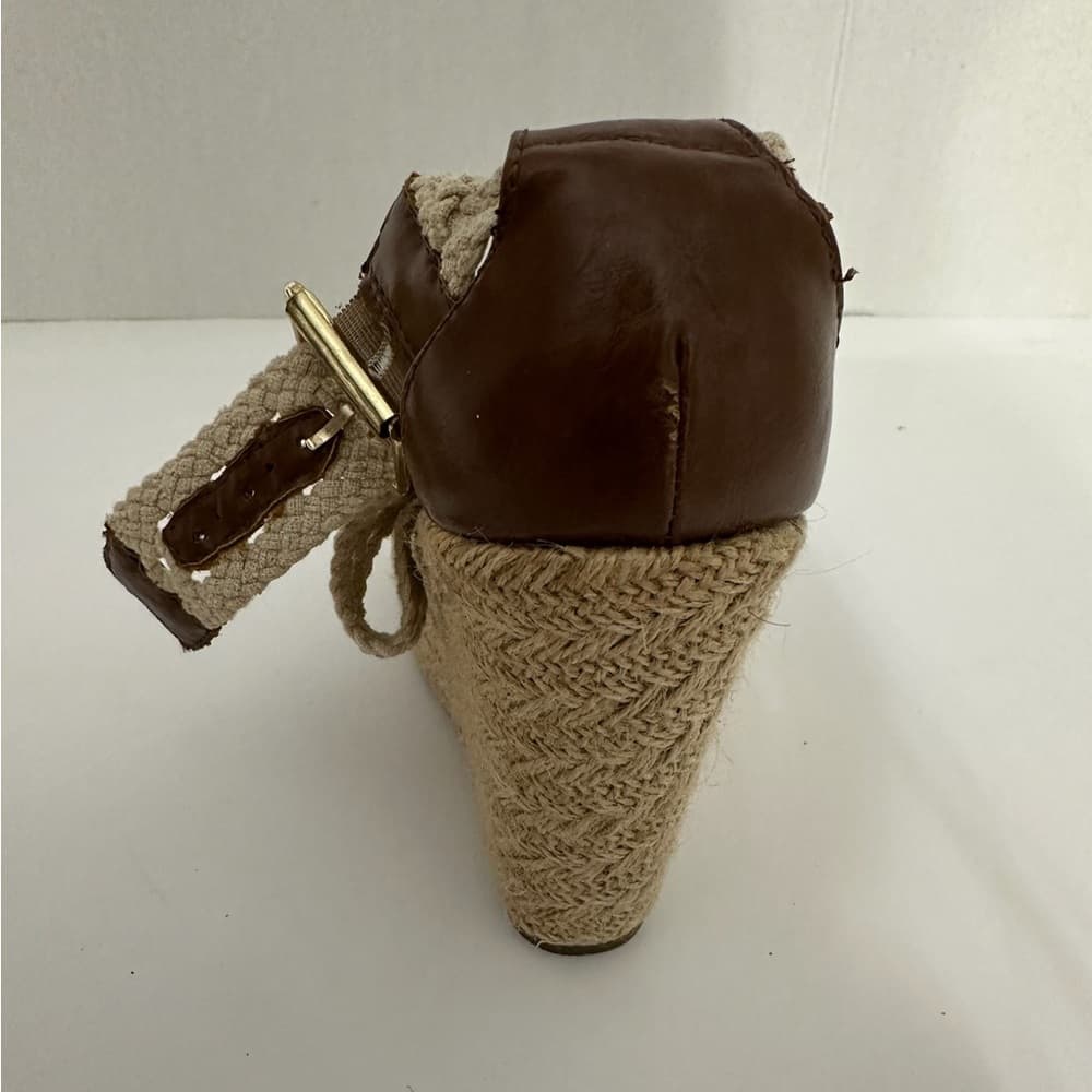 Brash Crochet Strap Espadrille Wedge Sandals Platform Neutral Y2K Size 8 - Thumbnail 6