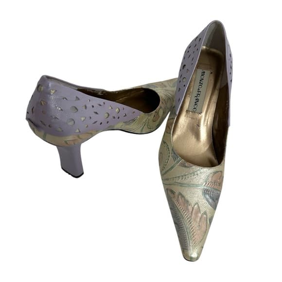 Monzo & Franco Thea Multicolor Floral Embossed Leather Heels Size 7.5 - Thumbnail 12