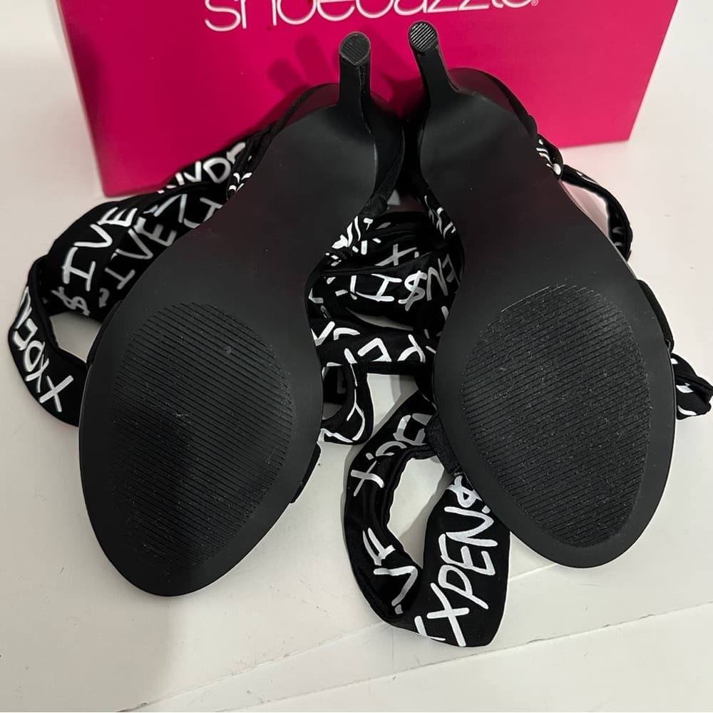 ShoeDazzle Erika Jayne XXPEN$IVE Black Wrap Heeled Stilettos Shoes Size 8 - Thumbnail 11