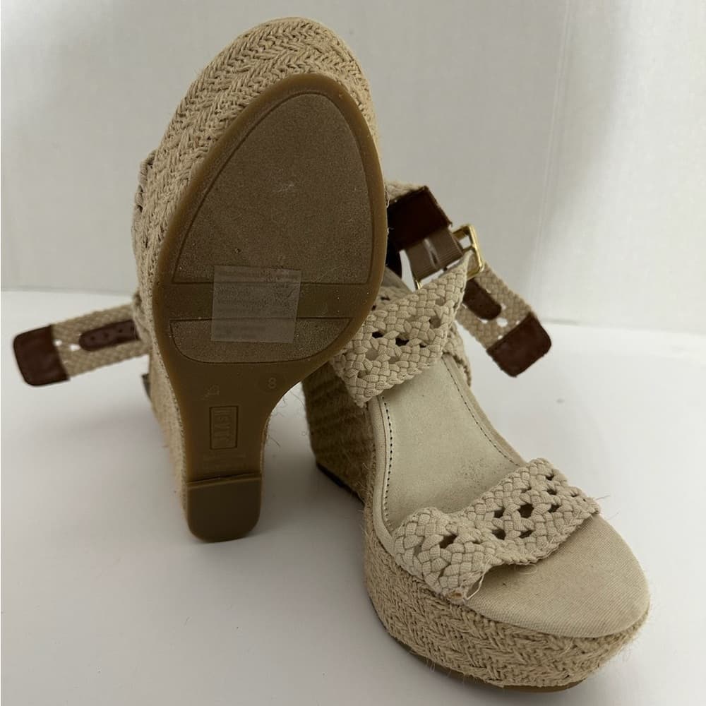 Brash Crochet Strap Espadrille Wedge Sandals Platform Neutral Y2K Size 8 - Thumbnail 13