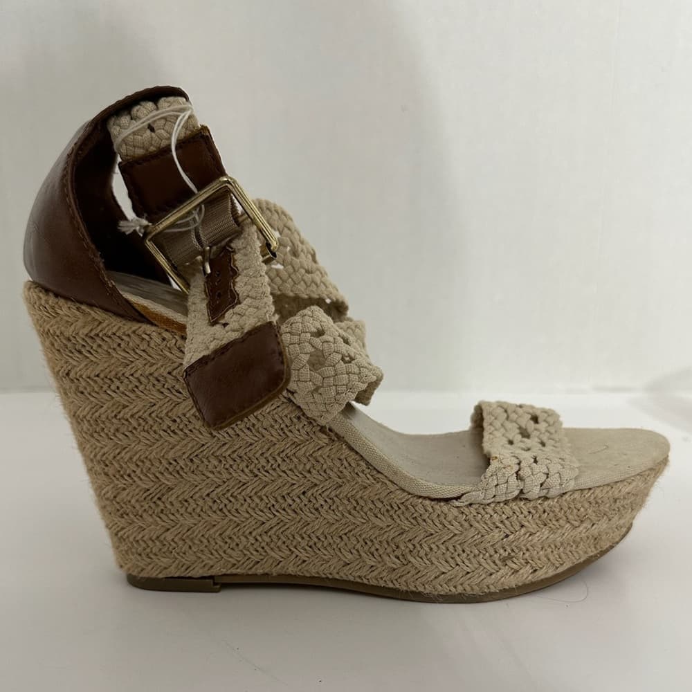 Brash Crochet Strap Espadrille Wedge Sandals Platform Neutral Y2K Size 8 - Thumbnail 10