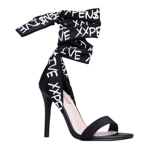 ShoeDazzle Erika Jayne XXPEN$IVE Black Wrap Heeled Stilettos Shoes Size 8 - Thumbnail 15