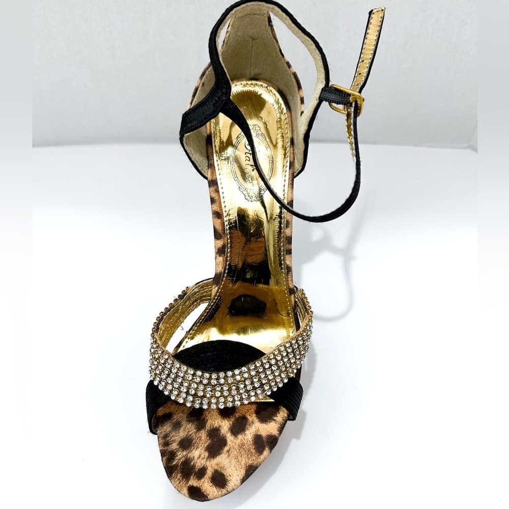 NEW Y2K Italina Leopard Print Rhinestone Platform Stiletto Heels Vintage 8.5 - Thumbnail 10