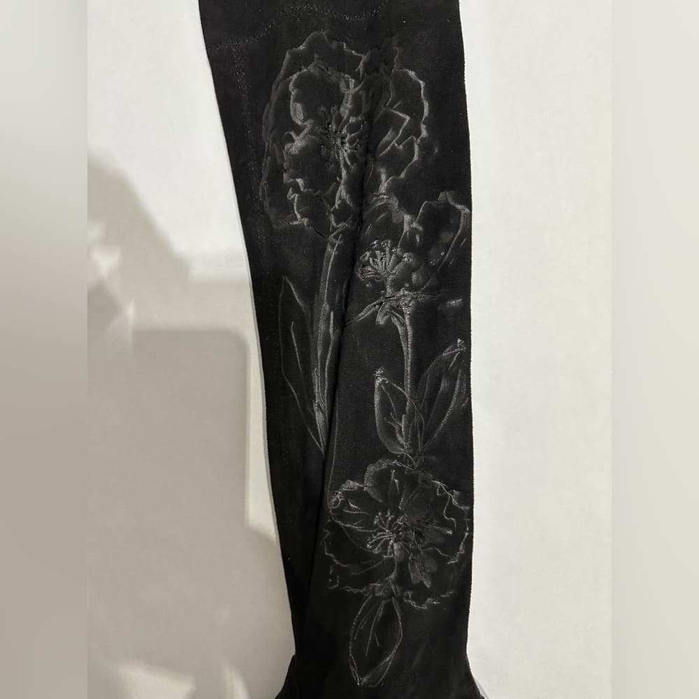 Express Black Floral Embroidered Over-the-Knee Boots Size 7 - Thumbnail 3