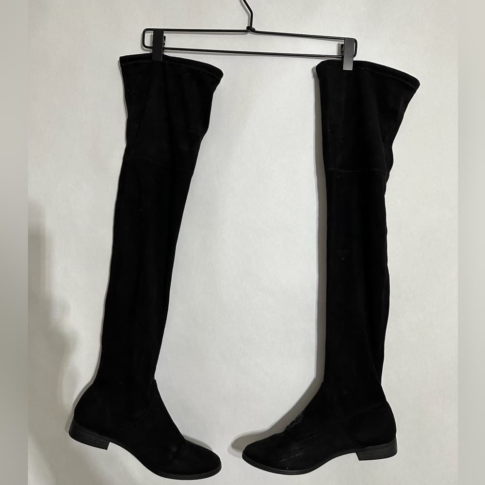 Express Black Floral Embroidered Over-the-Knee Boots Size 7 - Thumbnail 4