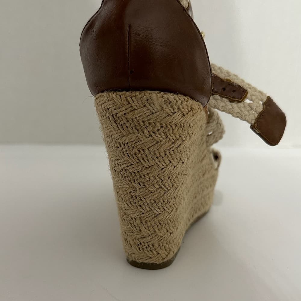 Brash Crochet Strap Espadrille Wedge Sandals Platform Neutral Y2K Size 8 - Thumbnail 9