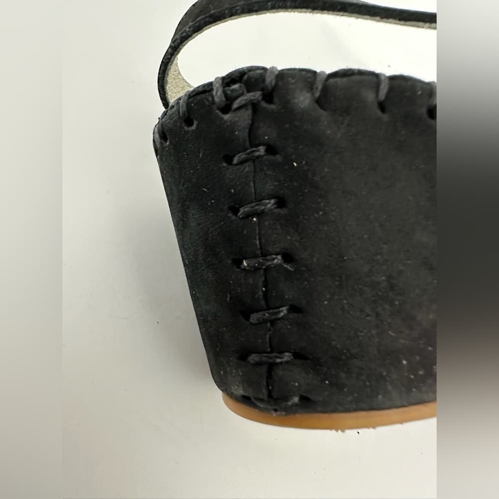 NEW Le Plume Italy Black Leather Strap Open Toe Wedge Sandals IT 37 (US 6.5-7) - Thumbnail 5