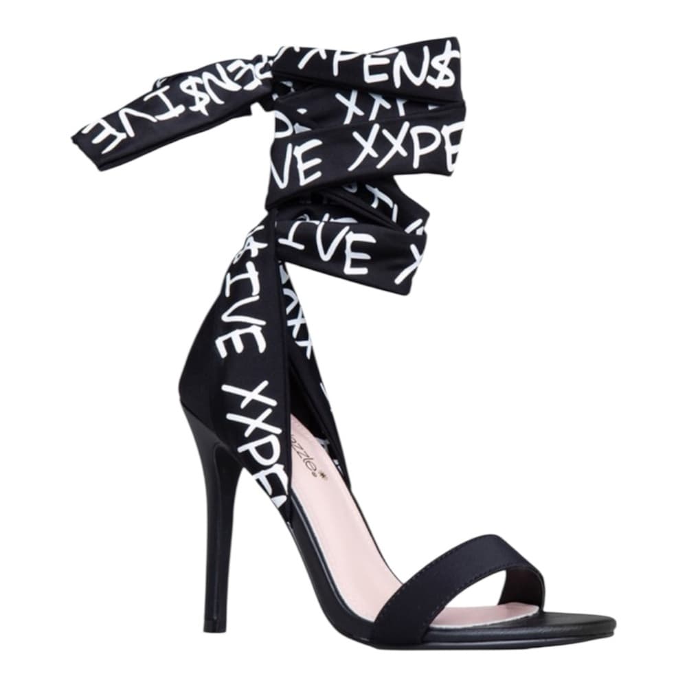 ShoeDazzle Erika Jayne XXPEN$IVE Black Wrap Heeled Stilettos Shoes Size 8 - Thumbnail 14