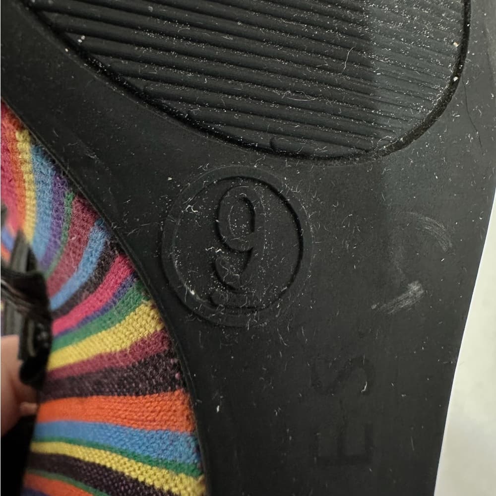 Westies Black with Multicolored Stripe Platform Wedge Sandals Size 9 - Thumbnail 12