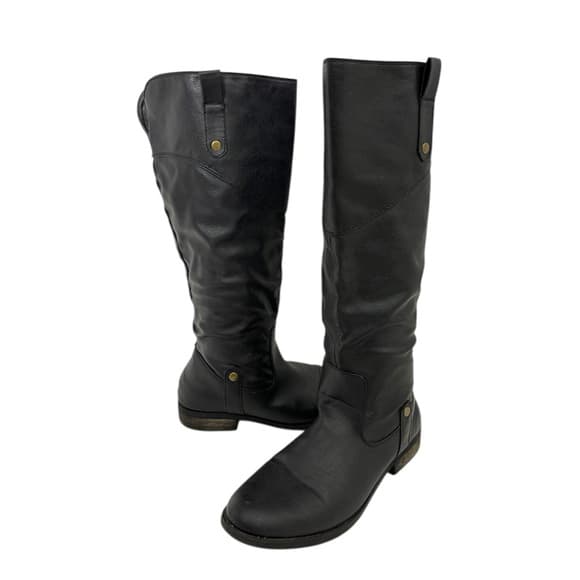 Rampage Riley Black Knee High Boots Size 8M Y2K Faux Leather Riding Style - Thumbnail 14