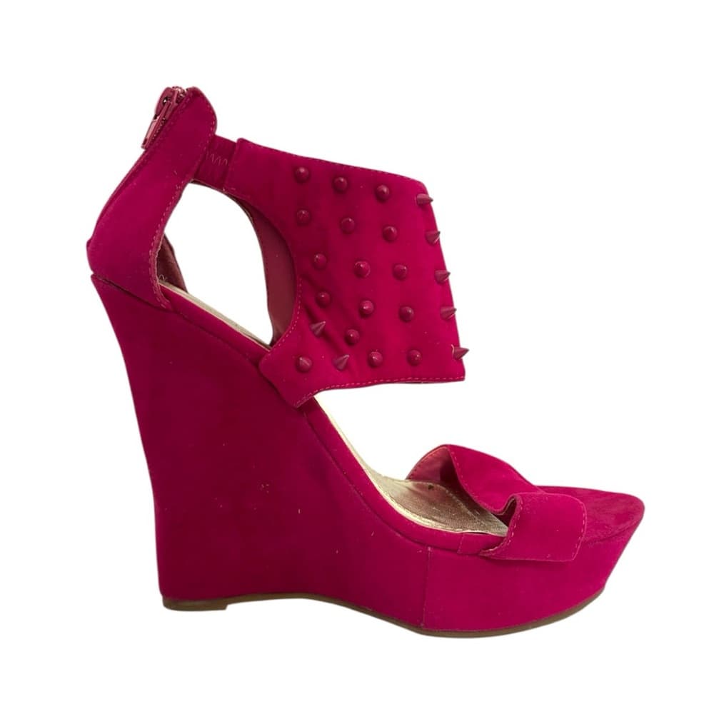 City Snappers Studded Platform Wedges Size 8.5 Spiked Heels Zip Back Rocker Y2K - Thumbnail 15