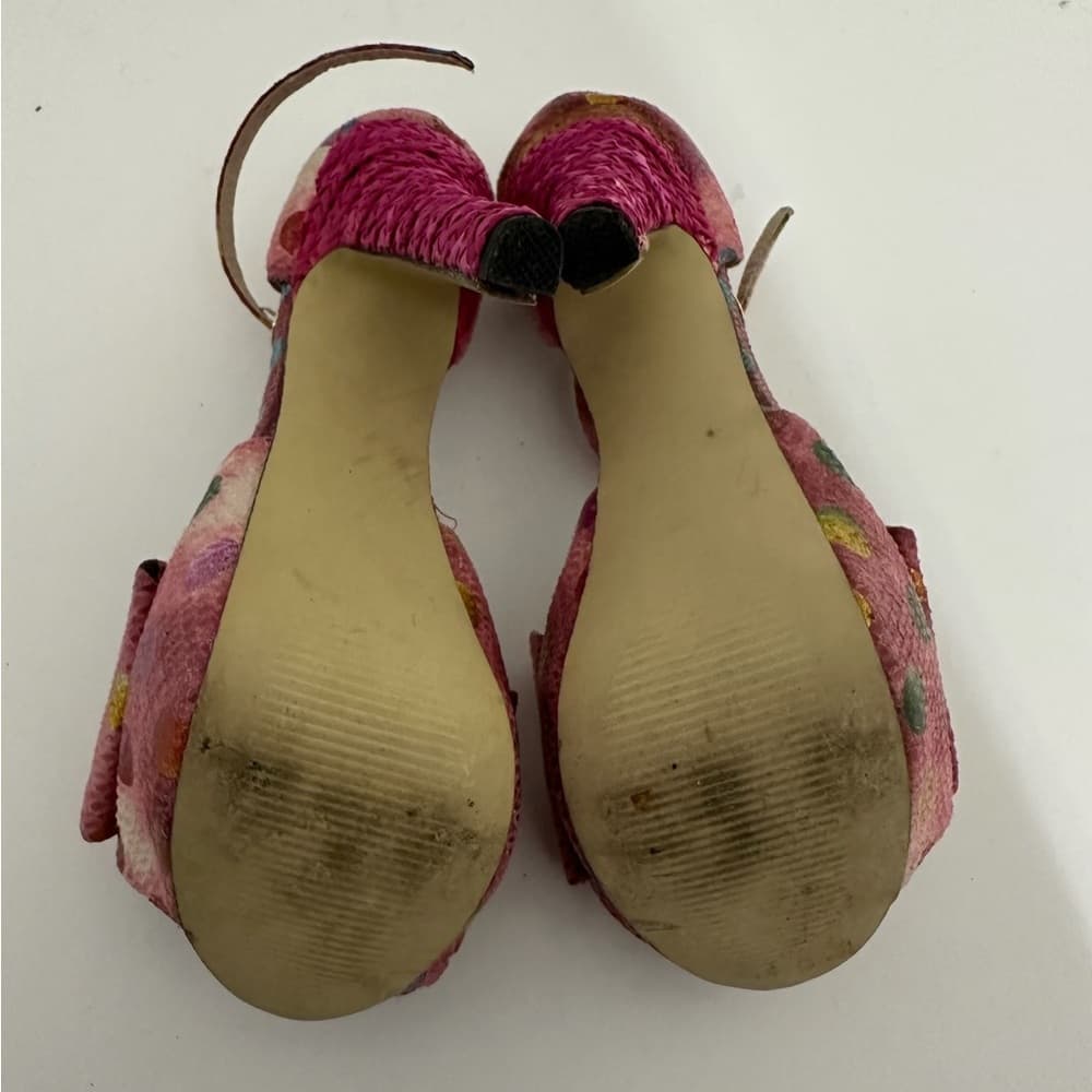 Dolce by Mojo Moxy Pink Polka Dot Snakeskin Bow Heels Y2K Size 7.5M SEE NOTE - Thumbnail 3