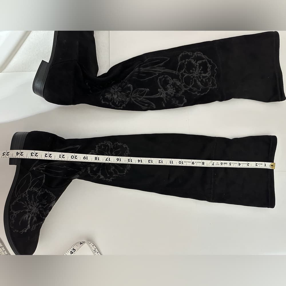 Express Black Floral Embroidered Over-the-Knee Boots Size 7 - Thumbnail 8