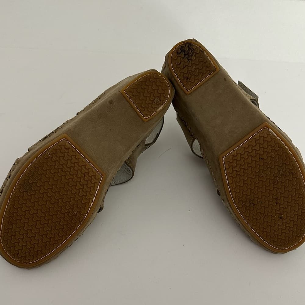 NEW Le Plume Italy Tan Leather Strapped Open Toe Wedge Sandals IT 37 (US 6.5-7) - Thumbnail 2