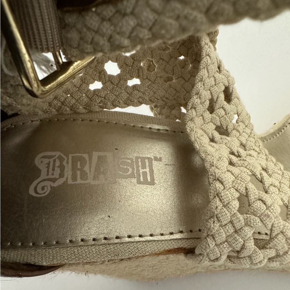 Brash Crochet Strap Espadrille Wedge Sandals Platform Neutral Y2K Size 8 - Thumbnail 11