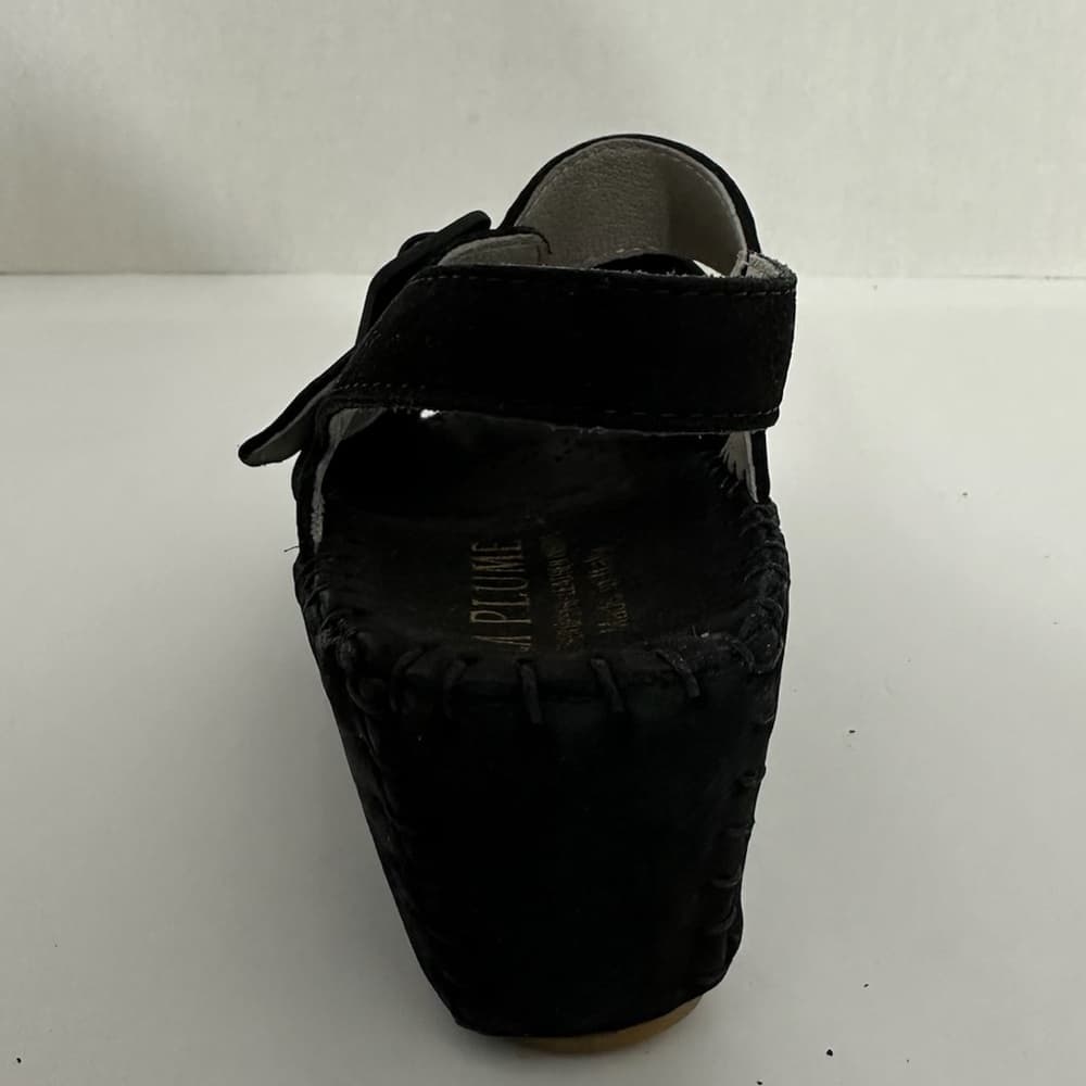 NEW Le Plume Italy Black Leather Strap Open Toe Wedge Sandals IT 37 (US 6.5-7) - Thumbnail 8