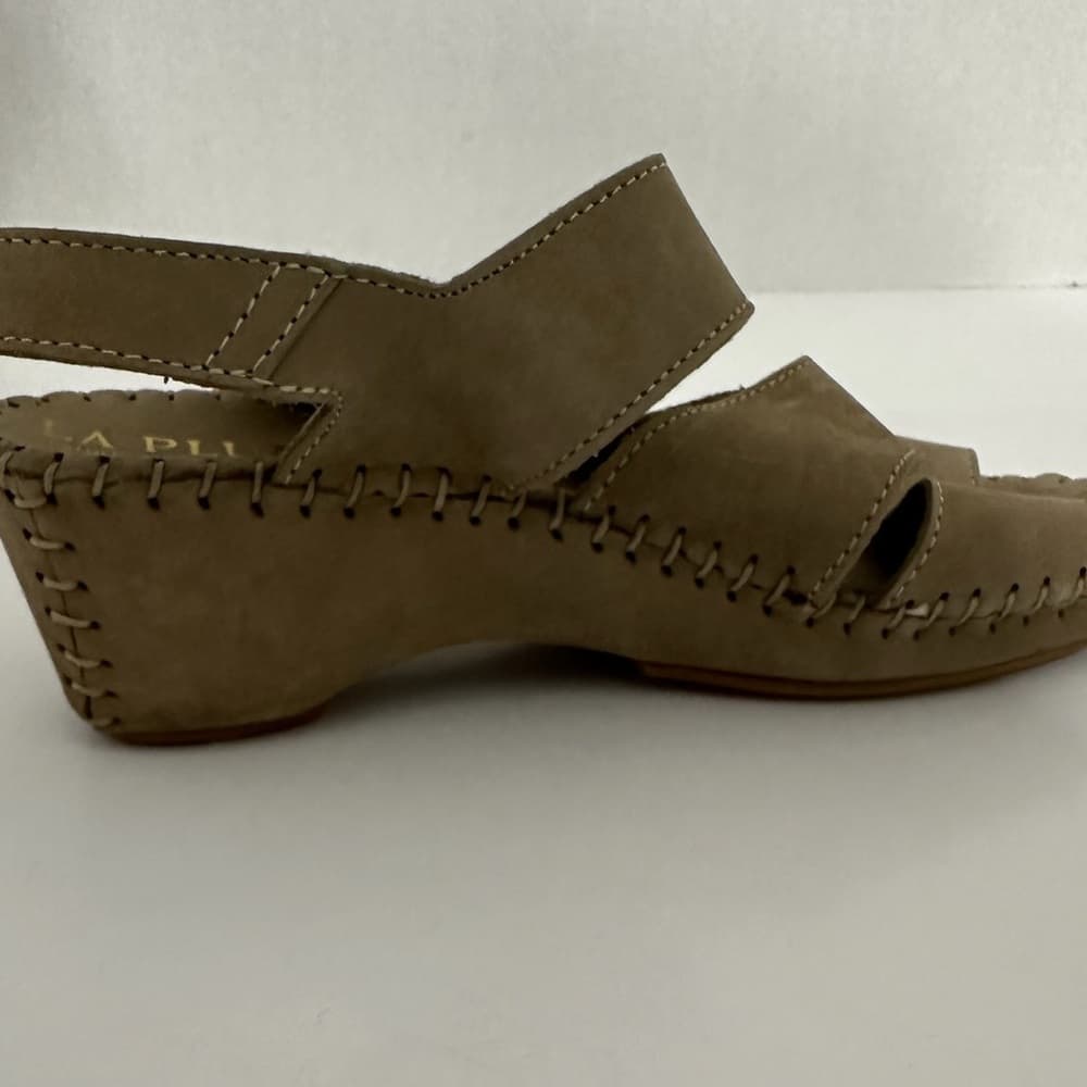NEW Le Plume Italy Tan Leather Strapped Open Toe Wedge Sandals IT 37 (US 6.5-7) - Thumbnail 8