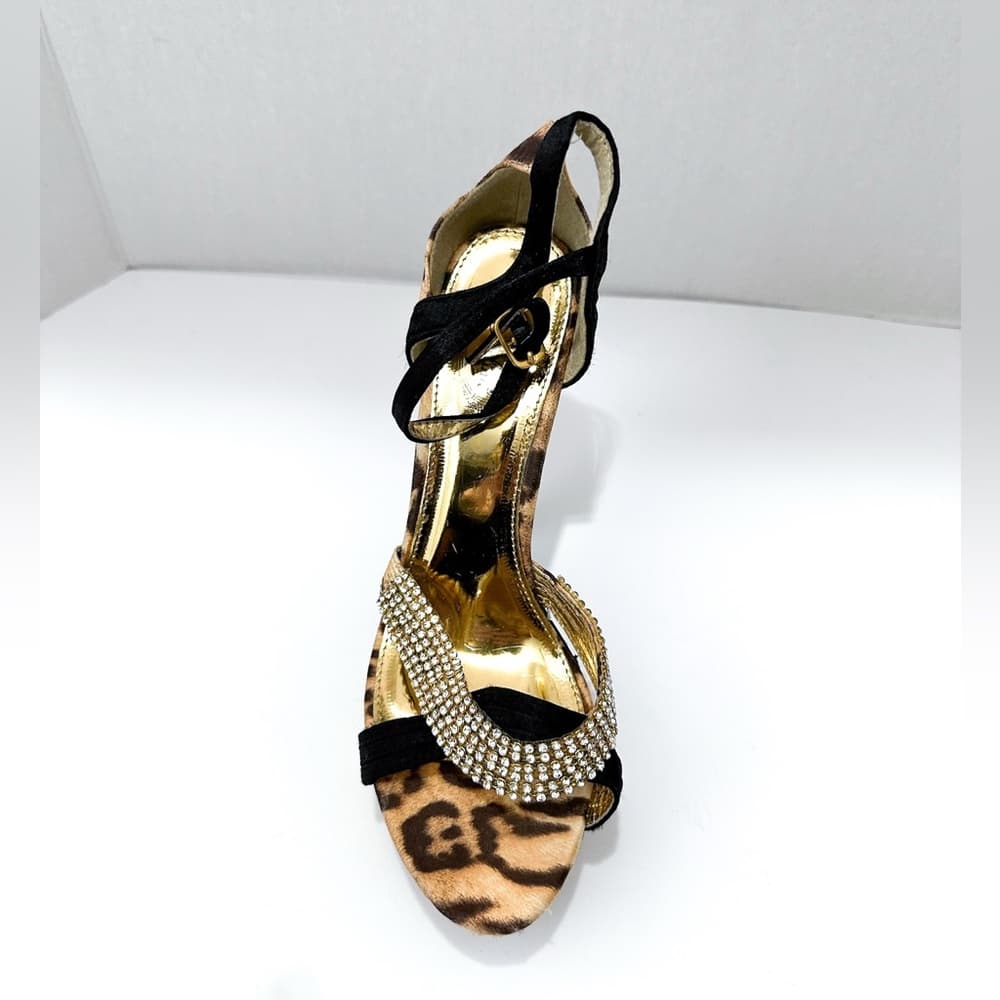 NEW Y2K Italina Leopard Print Rhinestone Platform Stiletto Heels Vintage 8.5 - Thumbnail 11