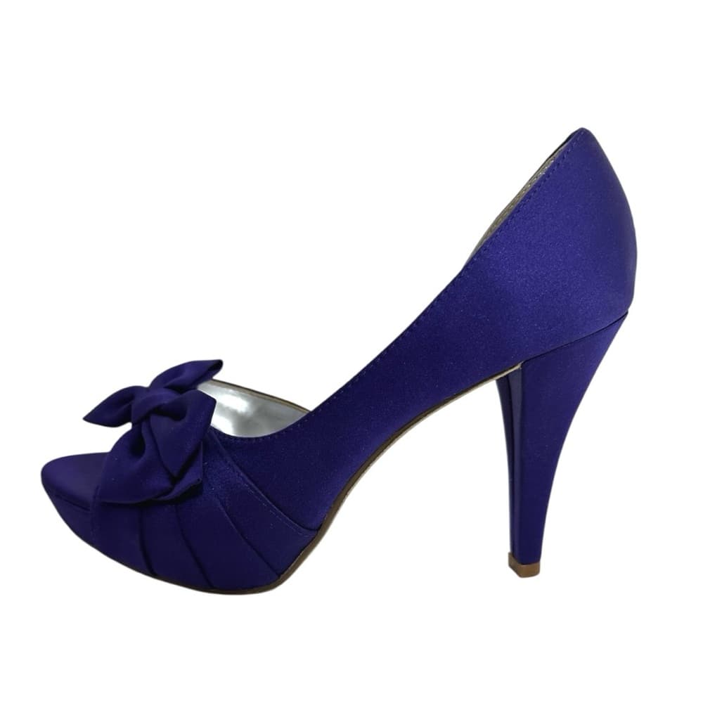 Michelangelo Maribelle Purple/Blue Satin Bow Peep Toe Heels Size 6M Bridal - Thumbnail 10