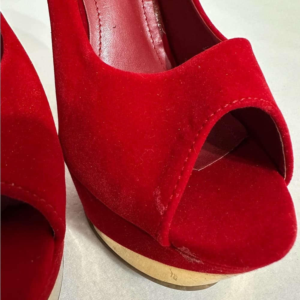 Shoedazzle Red Rhinestone Stiletto Platform Heels Size 9 Y2K Sparkle Glam Pumps - Thumbnail 7