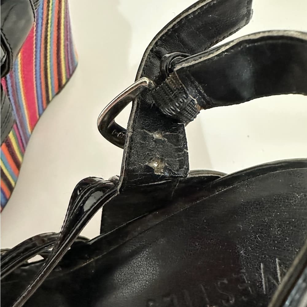 Westies Black with Multicolored Stripe Platform Wedge Sandals Size 9 - Thumbnail 10
