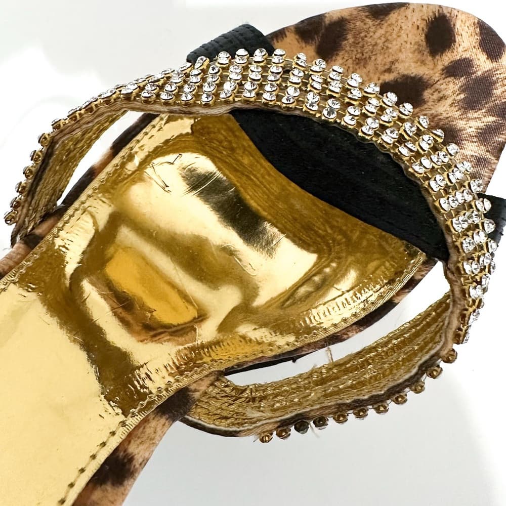 NEW Y2K Italina Leopard Print Rhinestone Platform Stiletto Heels Vintage 8.5 - Thumbnail 6