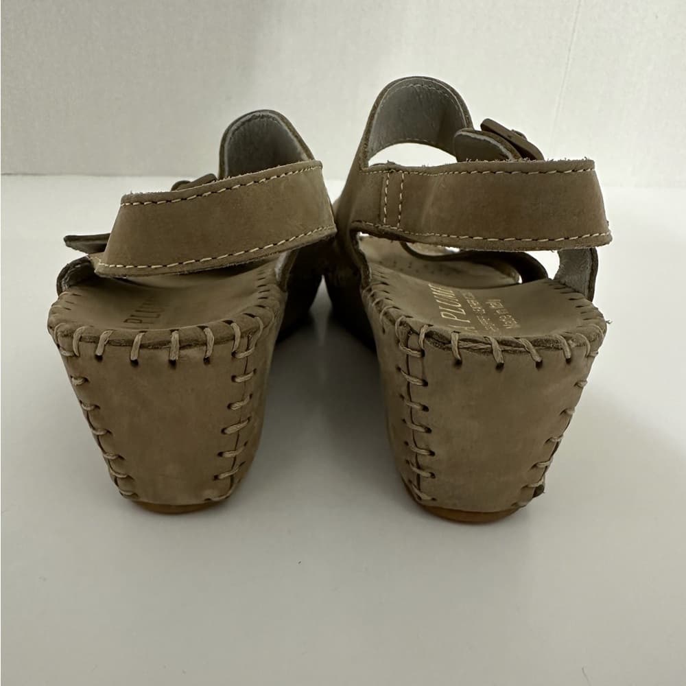 NEW Le Plume Italy Tan Leather Strapped Open Toe Wedge Sandals IT 37 (US 6.5-7) - Thumbnail 3